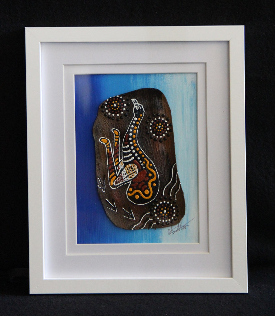 Framed Bark Canvas - Utinat - Emu Framed Artwork