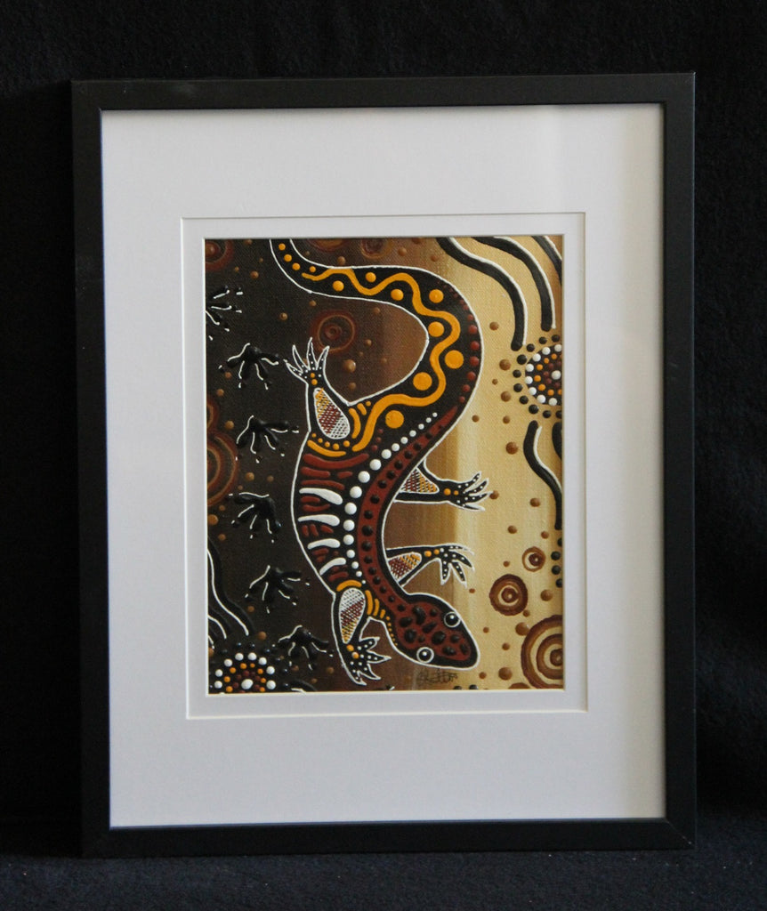 Framed Canvas - Jurutu - Goanna Framed Canvas Painting