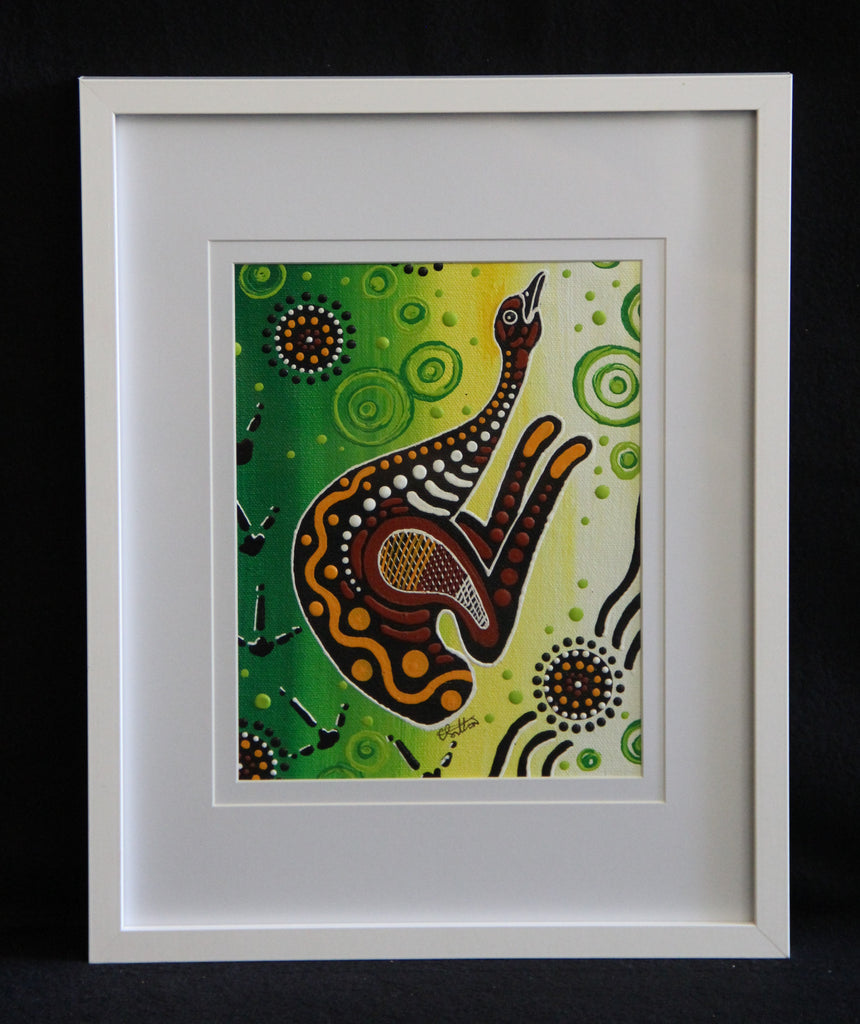 Utinat - Emu Framed Canvas Painting