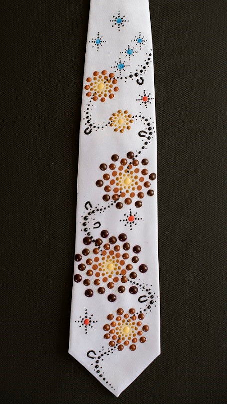 All One Country - Ajarku Muruu Hand Painted Thick Silk Tie Brown.