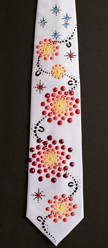 All One Country - Ajarku Muruu Hand Painted Thick Silk Tie Red.