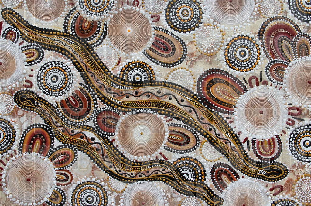 Big and Little Yellow Snake Dreaming - Yuan Katja Parru Ritjinguthinha