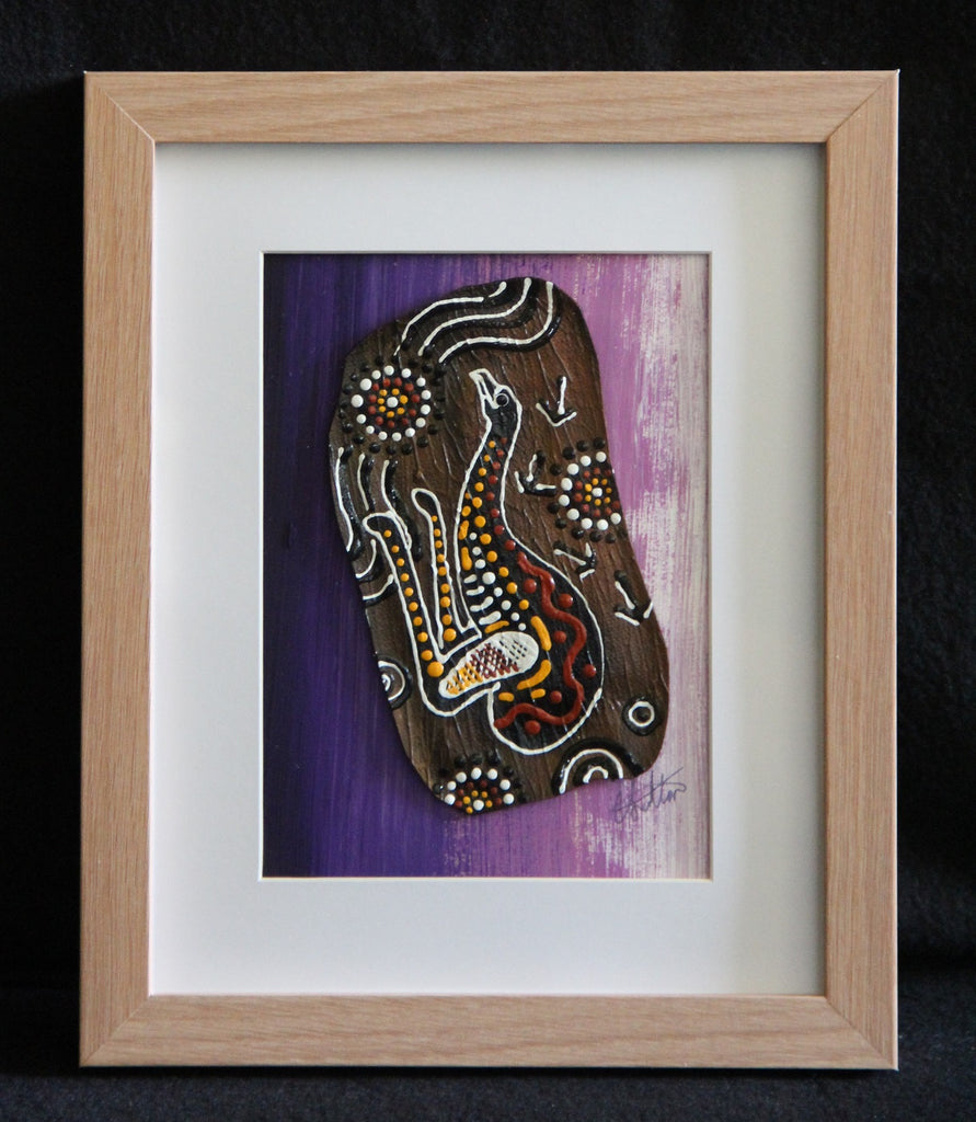 Framed Bark Canvas - Utinat - Emu Framed Artwork