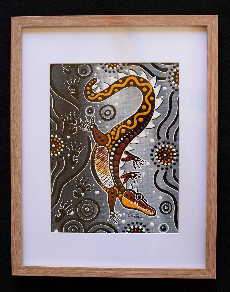 Yurtu yurtu - Crocodile Framed Canvas Painting