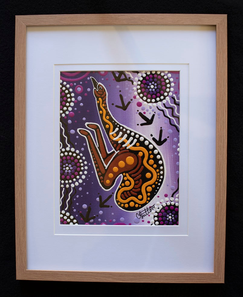 Utinat - Emu Framed Canvas Painting