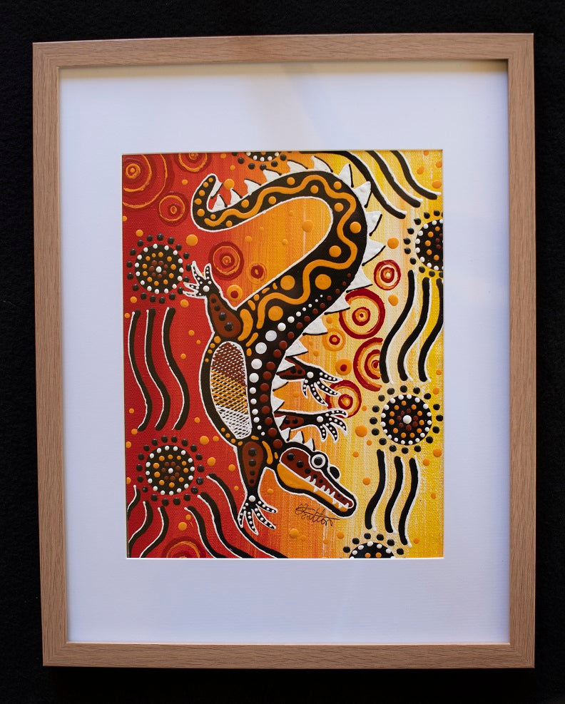 Yurtu yurtu - Crocodile Framed Canvas Painting