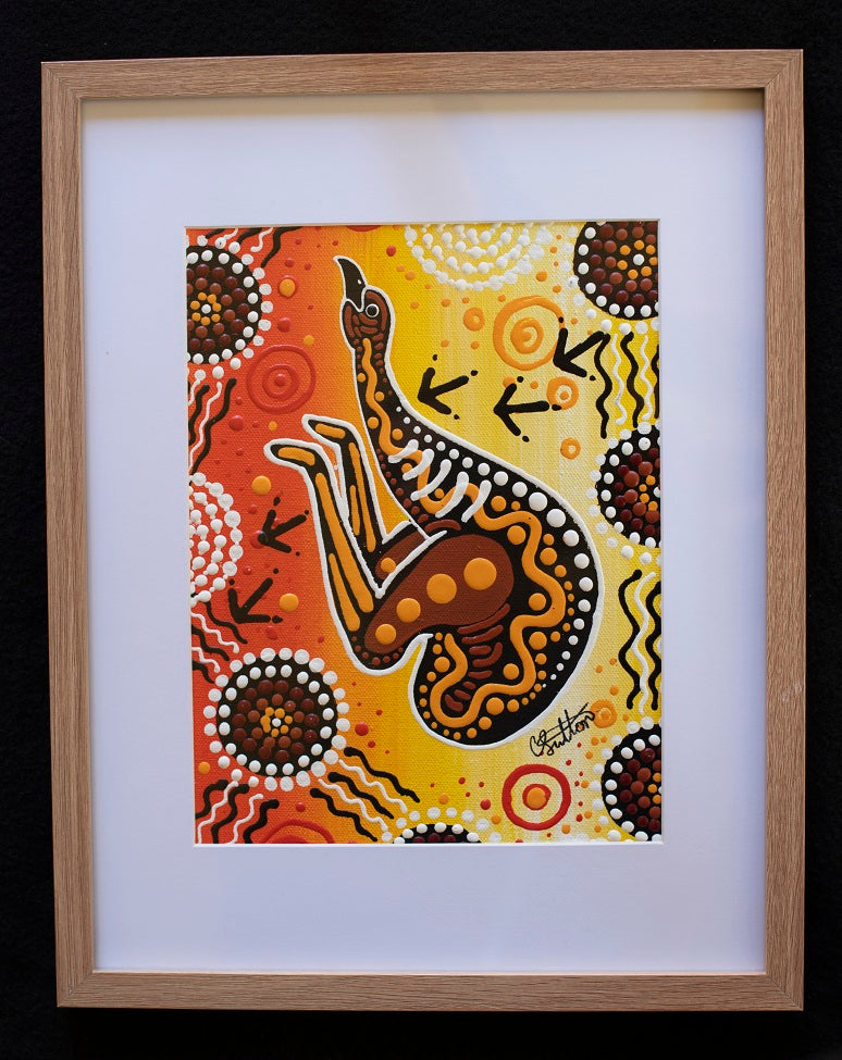 Utinat - Emu Framed Canvas Painting