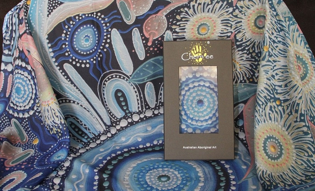 Bush Medicine - Munangu Mirrithin 100% Pure Silk Aboriginal Scarf 2