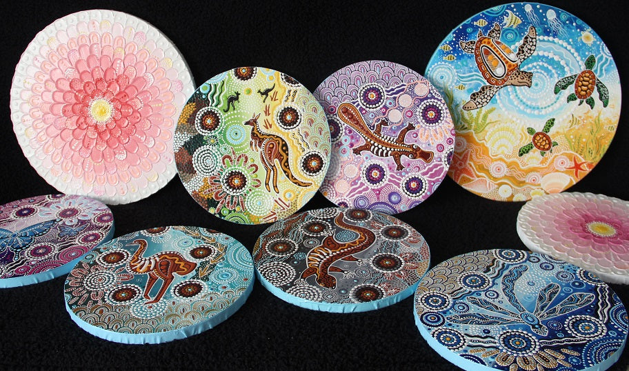 Round Framed Aboriginal Paintings
