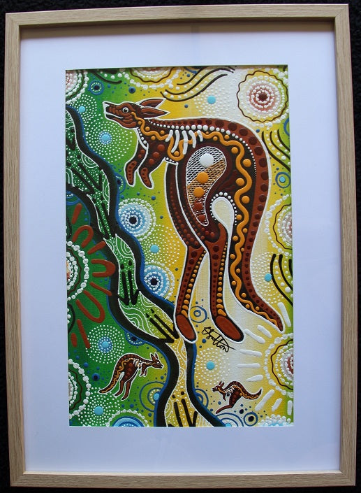 Matjumpa - Kangaroo Framed X-Large Canvas Painting
